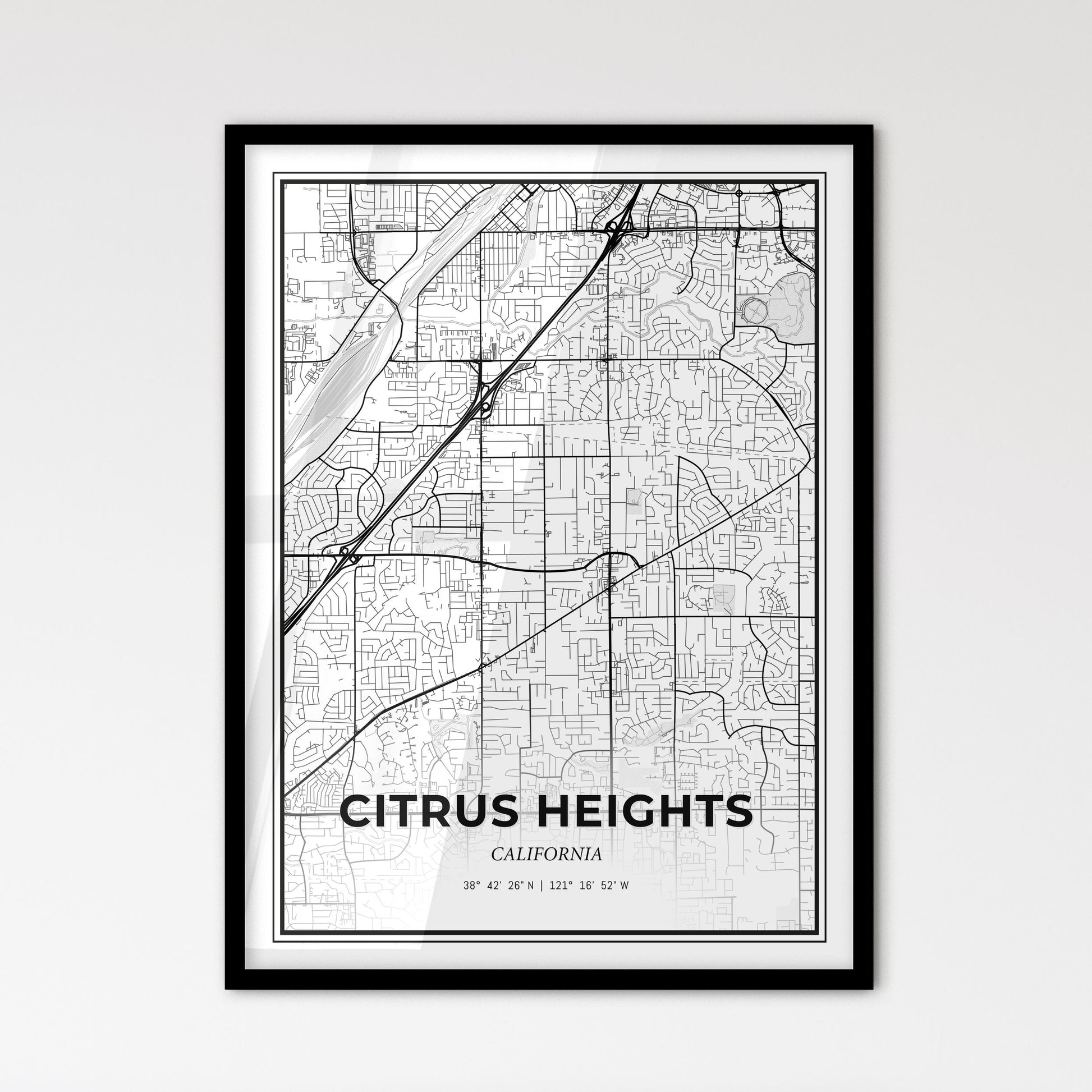 Citrus Heights California - Scandinavian Style City Map for Modern Home Decor