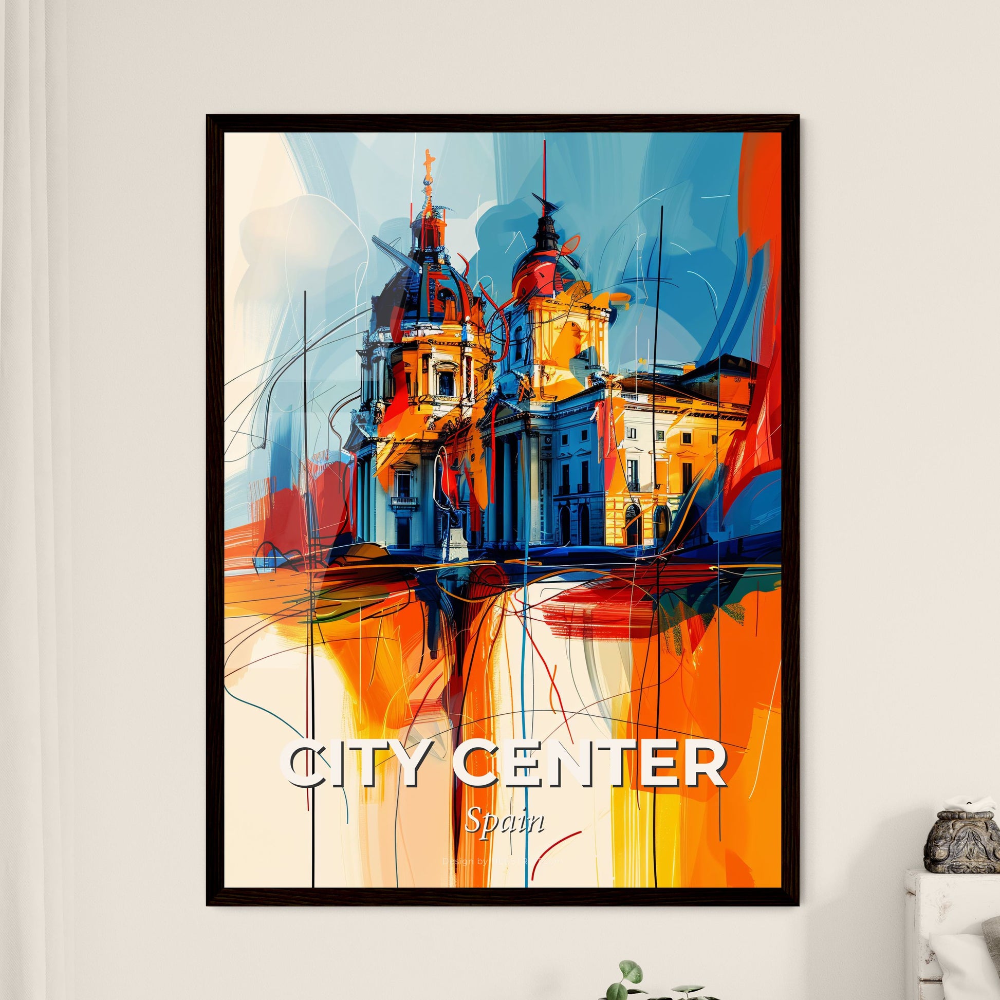 Vibrant City Center, Spain - A Painting Of A Building