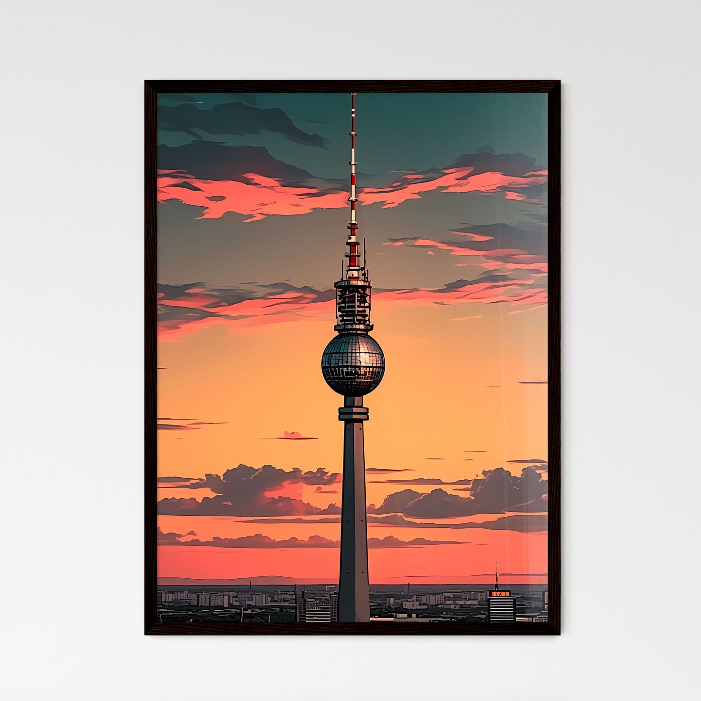 Stunning Abstract Painting of Iconic Berlin Fernsehturm with Ball Shaped Top Default Title