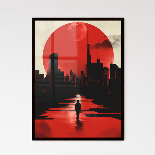 City Walk Illustration 2D Red Black Abstract Art Painting Modern Design Cityscape Default Title