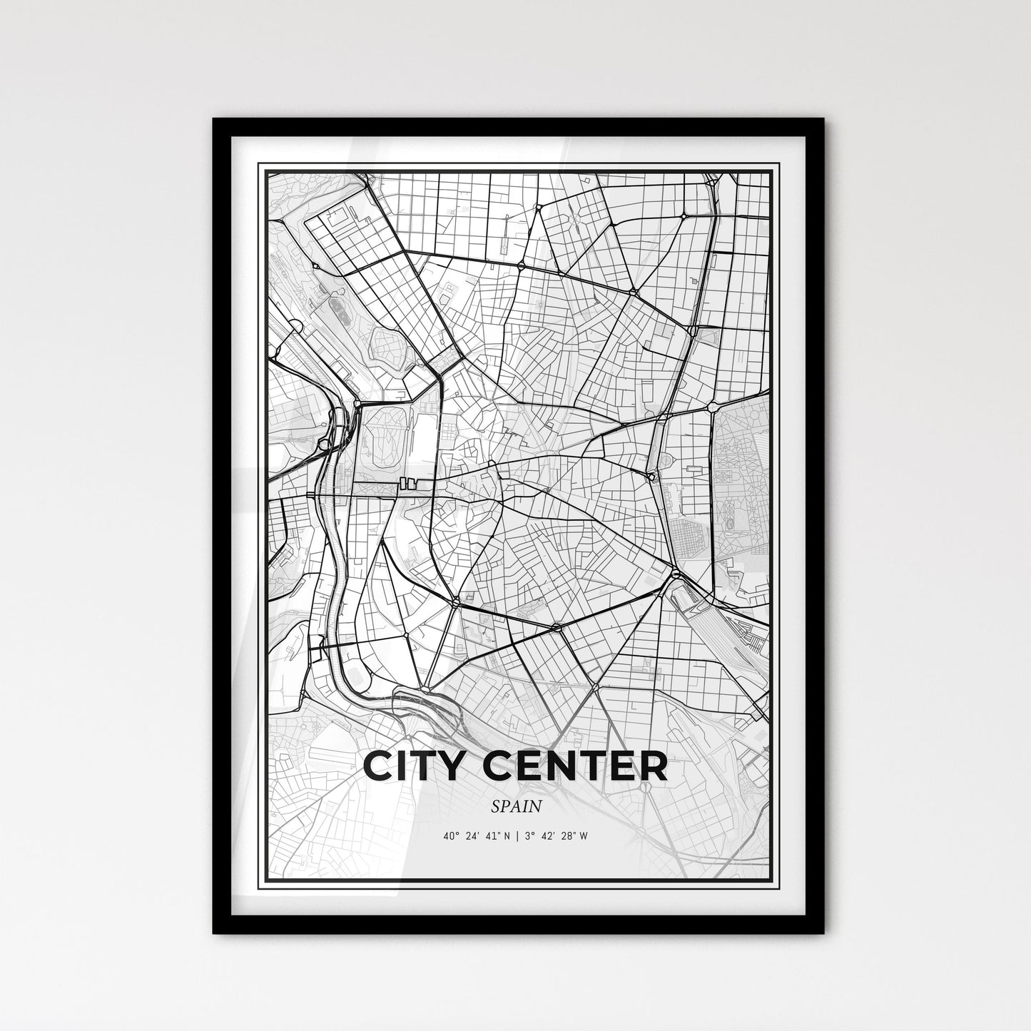 City Center Spain - Scandinavian Style City Map for Modern Home Decor