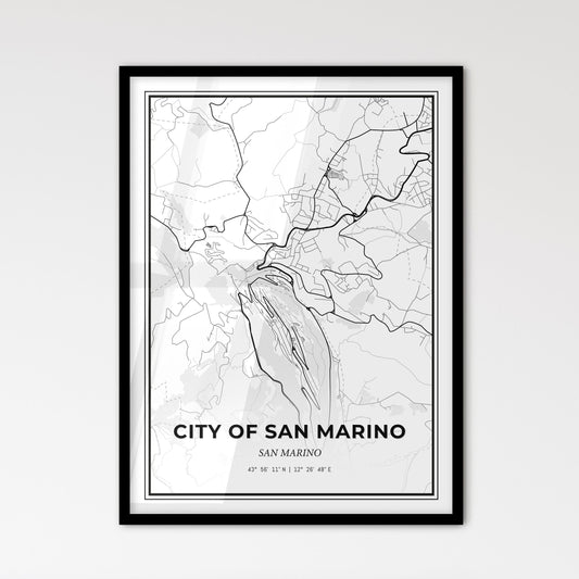  City of San Marino San Marino - Scandinavian Style City Map for Modern Home Decor