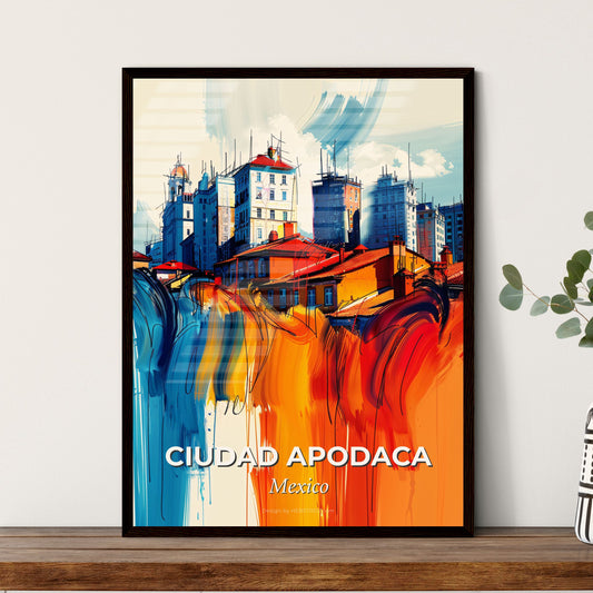 Vibrant Ciudad Apodaca, Mexico - A Painting Of A City