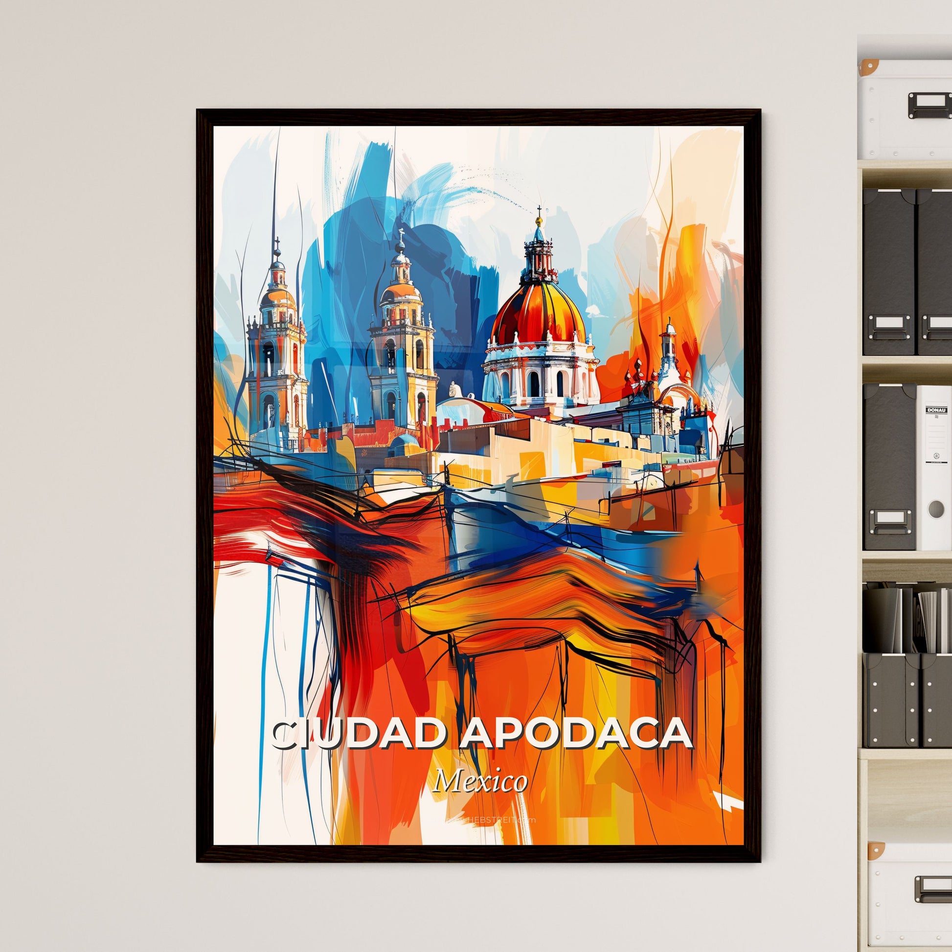 Vibrant Ciudad Apodaca, Mexico - A Painting Of A Building With A Dome And Towers