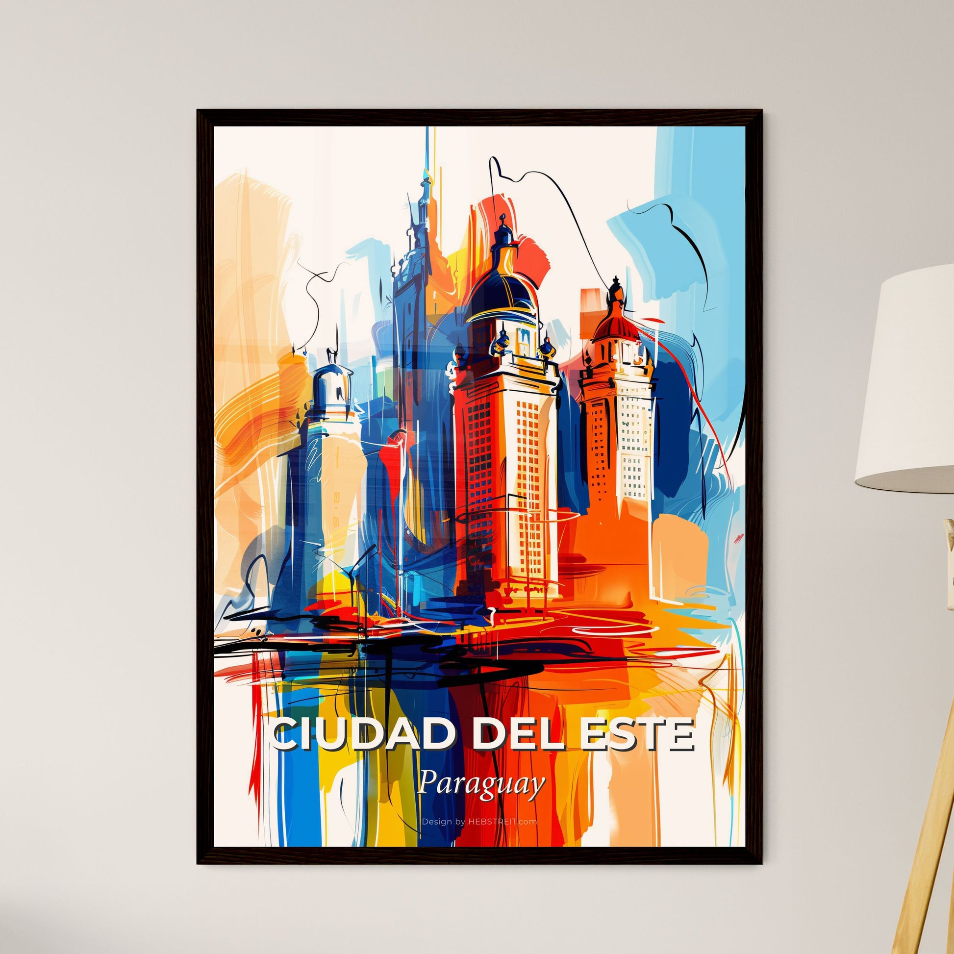 Vibrant Ciudad Del Este, Paraguay - A Painting Of A City