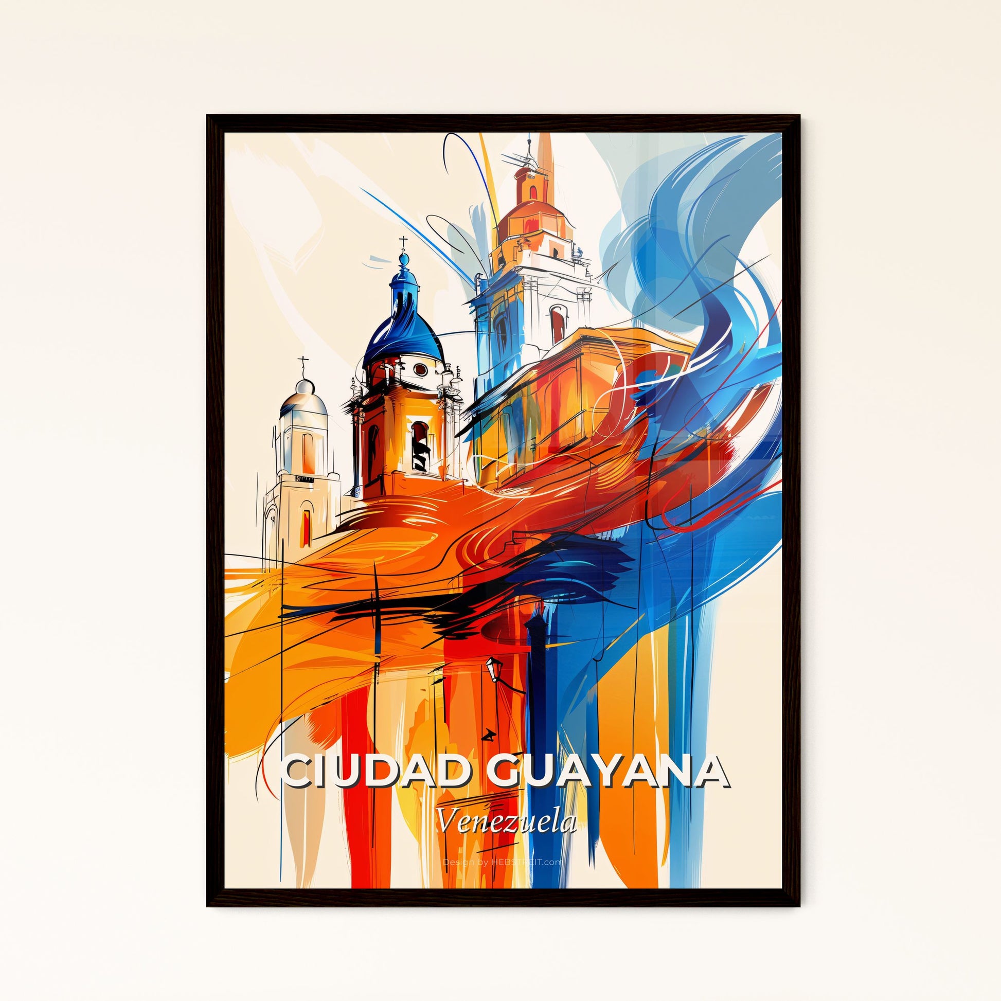 Vibrant Ciudad Guayana, Venezuela - A Painting Of A Building With Blue And Orange Paint