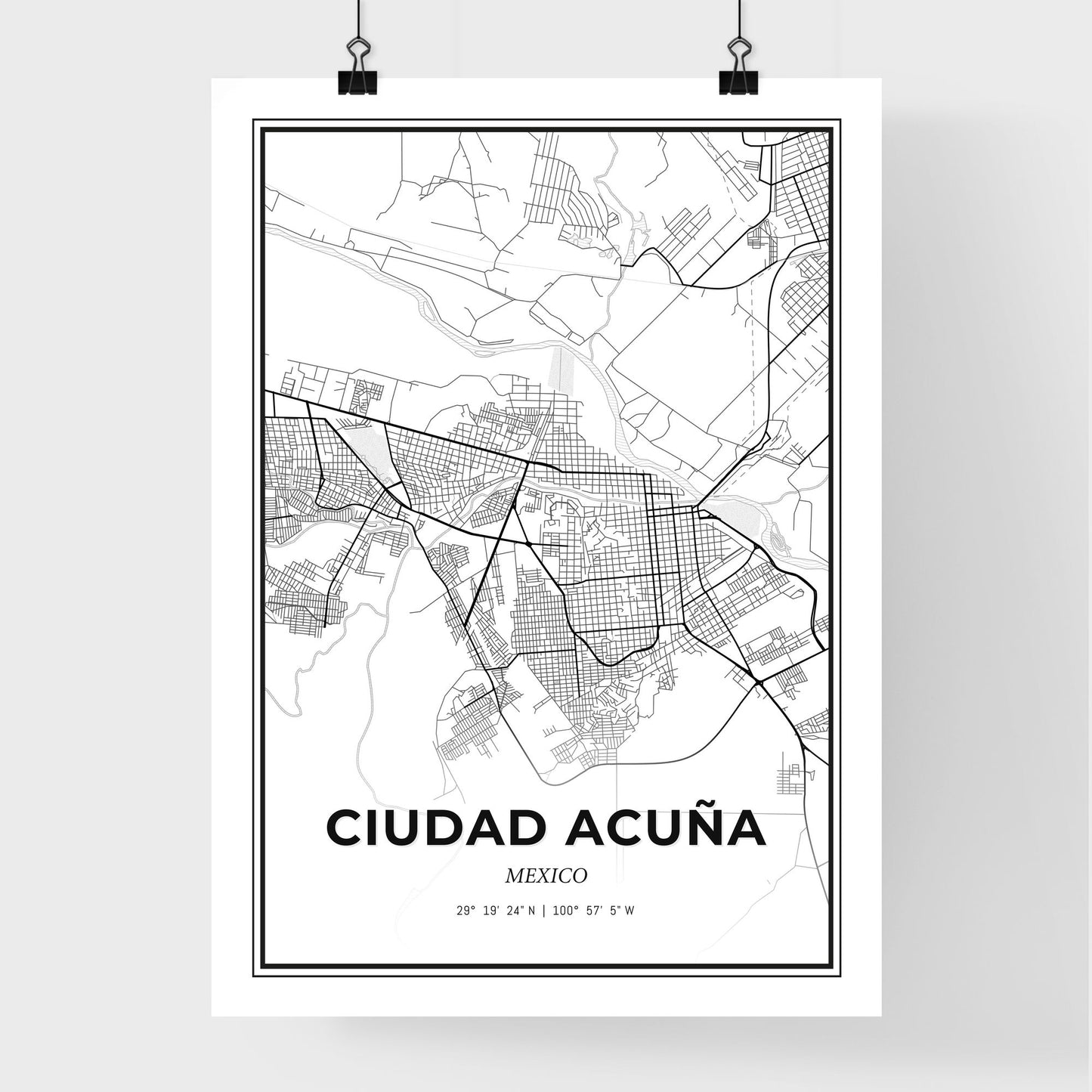 Ciudad Acuña Mexico - Premium City Map Poster