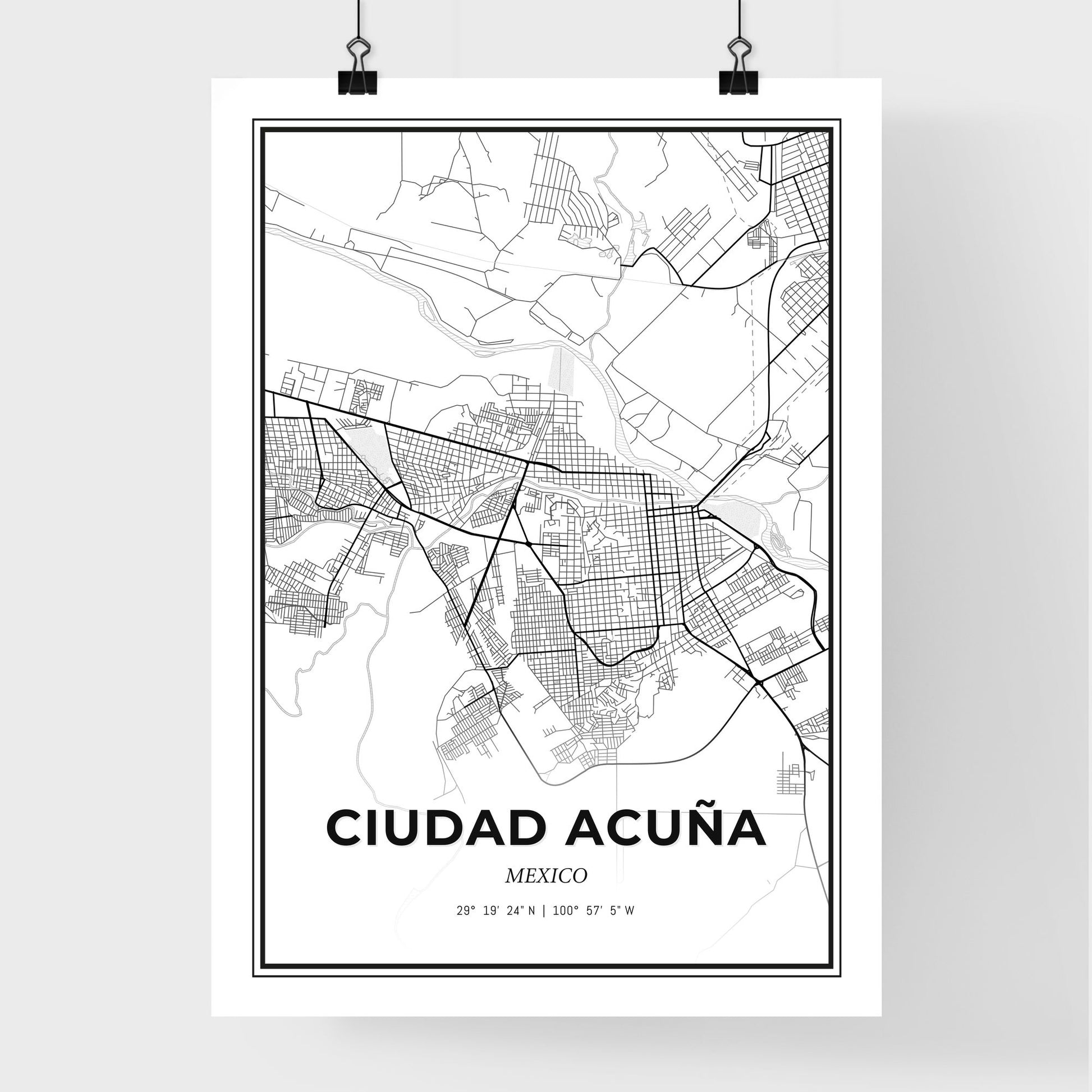 Ciudad Acuña Mexico - Premium City Map Poster