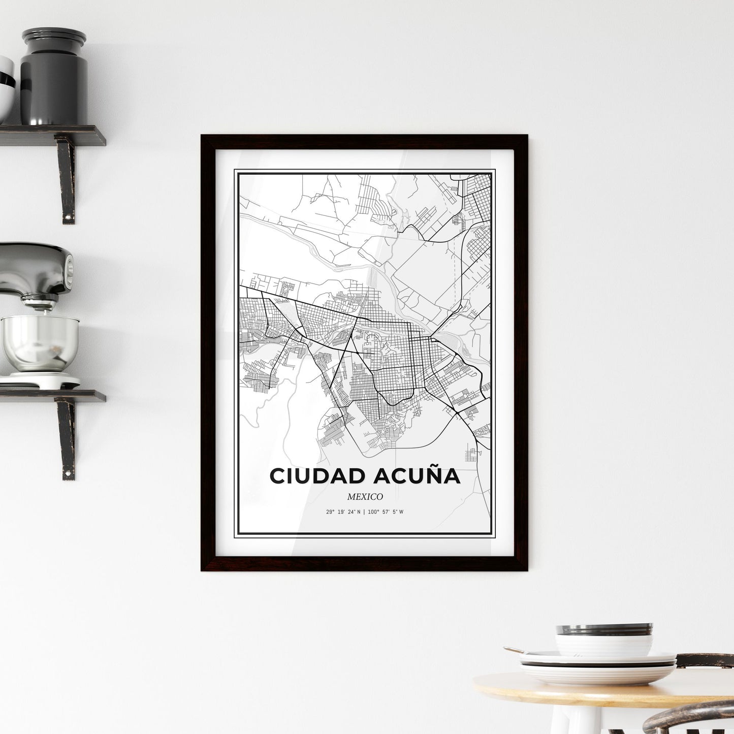 Ciudad Acuña Mexico - Minimal City Map