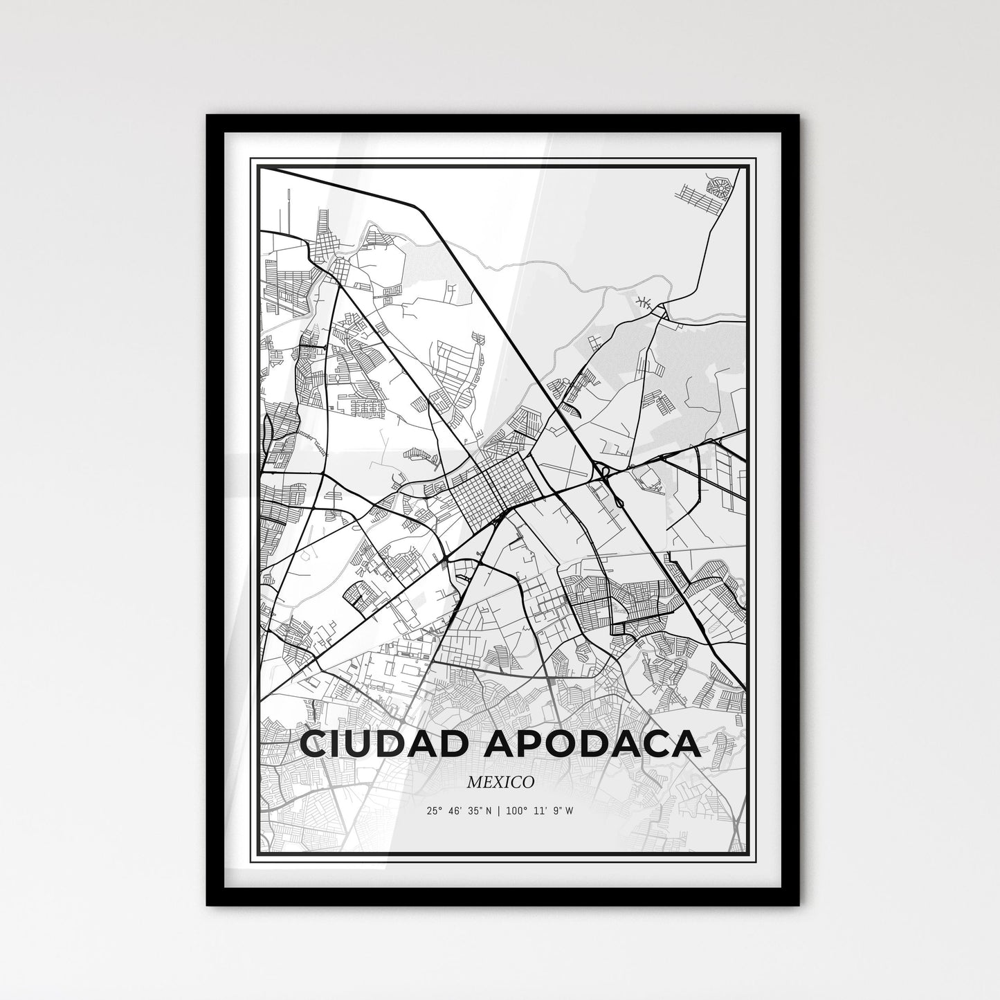 Ciudad Apodaca Mexico - Scandinavian Style City Map for Modern Home Decor