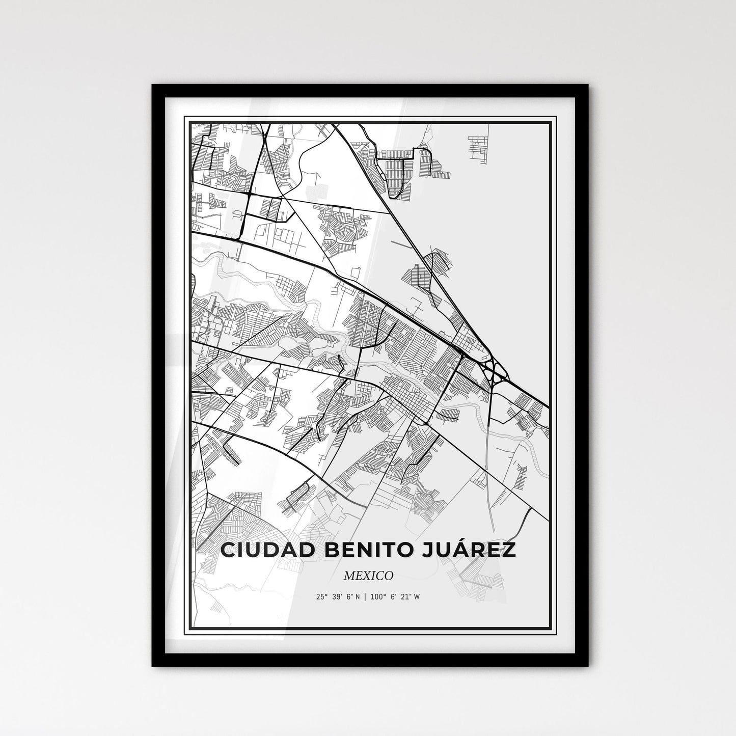 Ciudad Benito Juárez Mexico - Scandinavian Style City Map for Modern Home Decor