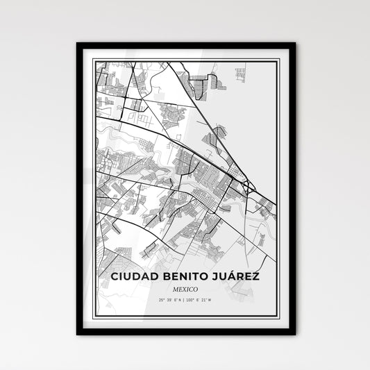 Ciudad Benito Juárez Mexico - Scandinavian Style City Map for Modern Home Decor