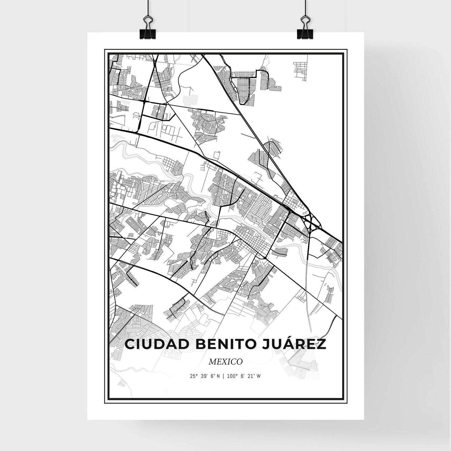 Ciudad Benito Juárez Mexico - Premium City Map Poster