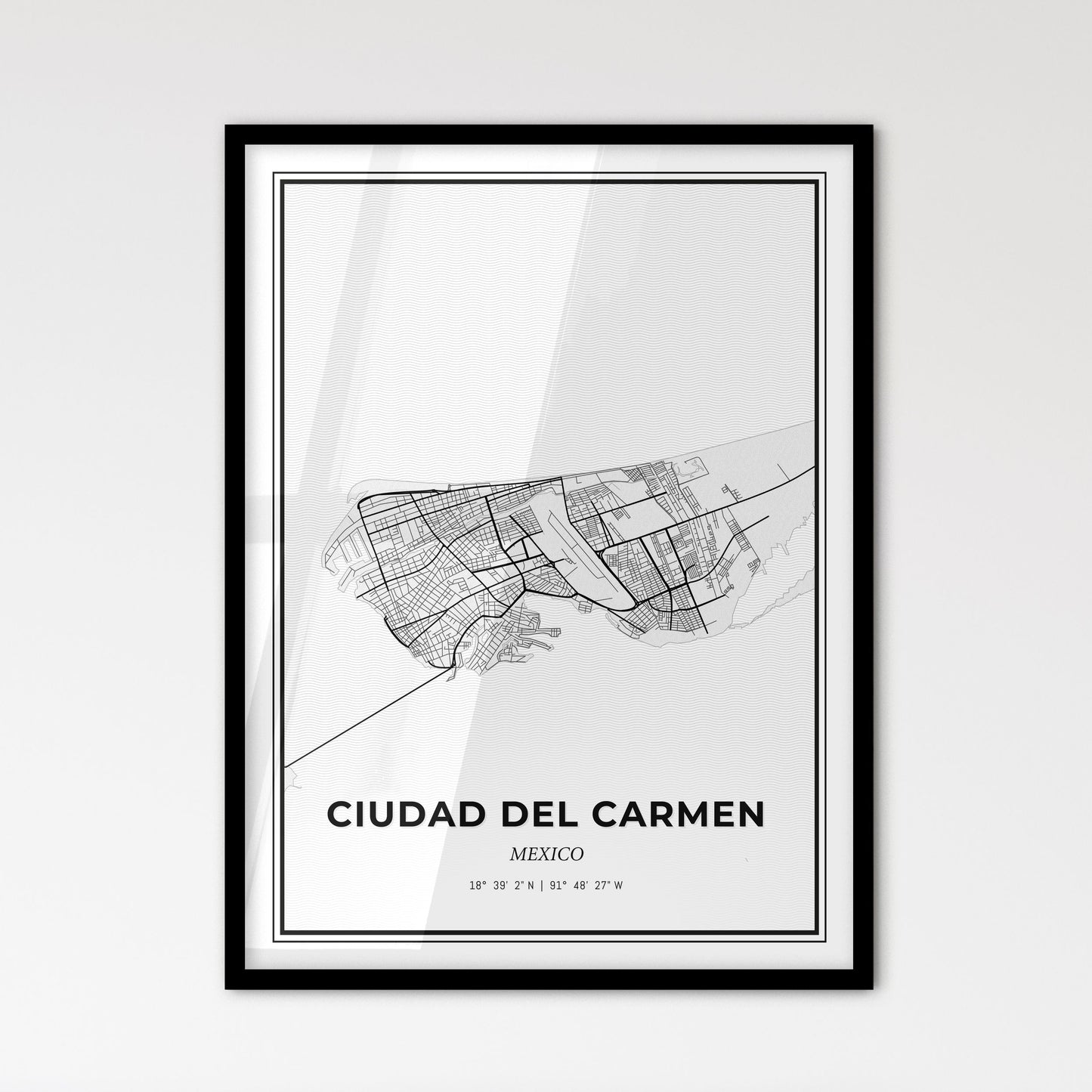 Ciudad del Carmen Mexico - Scandinavian Style City Map for Modern Home Decor