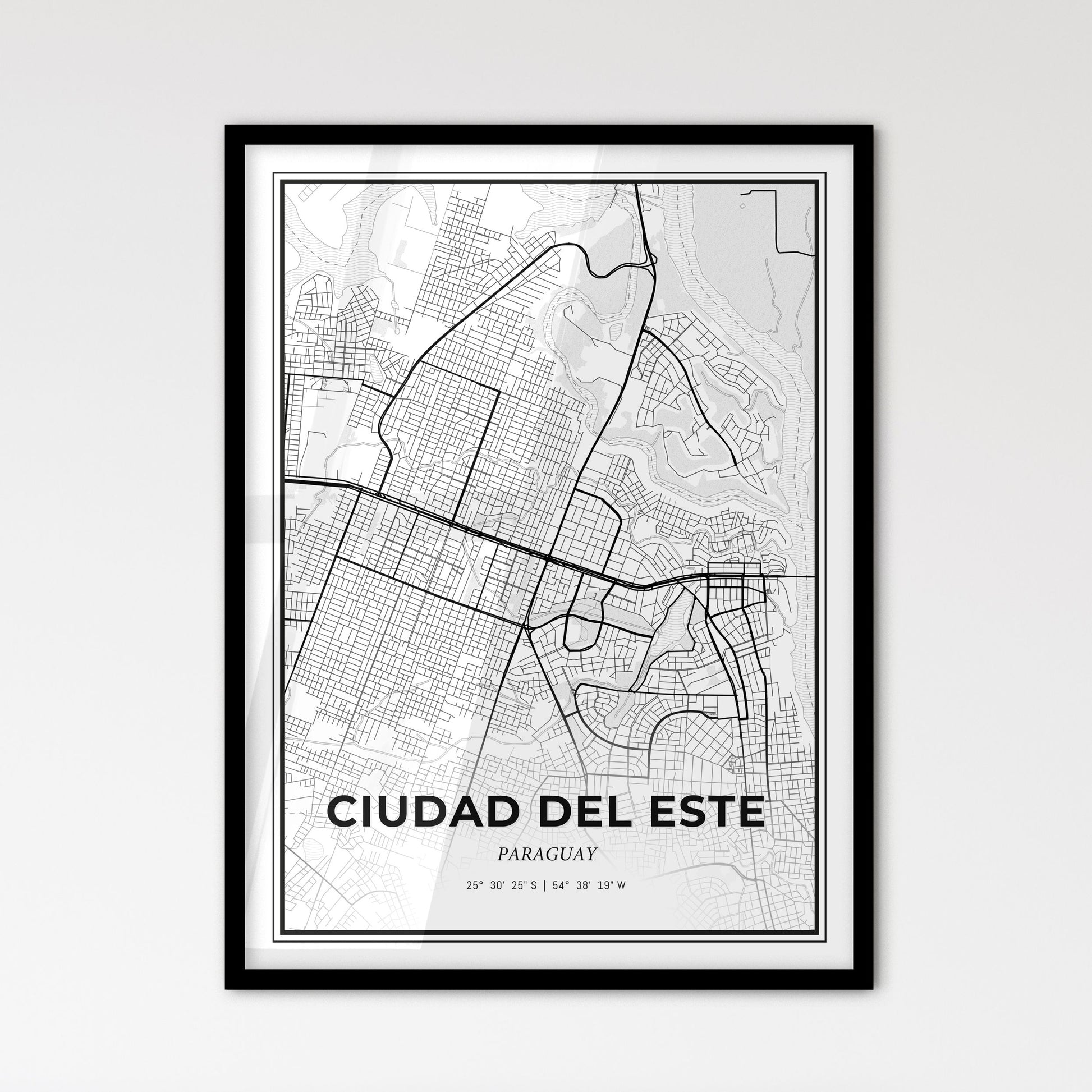 Ciudad del Este Paraguay - Scandinavian Style City Map for Modern Home Decor