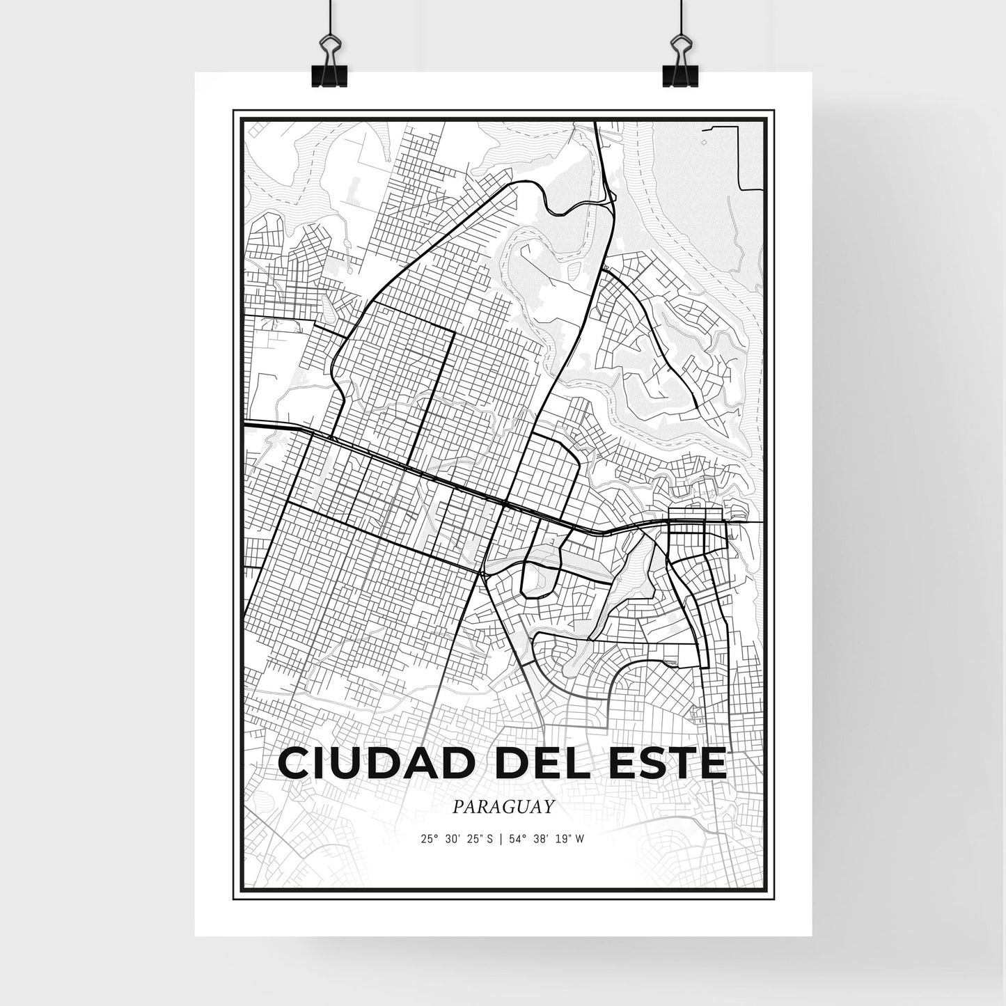 Ciudad del Este Paraguay - Premium City Map Poster