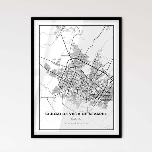 Ciudad de Villa de Álvarez Mexico - Scandinavian Style City Map for Modern Home Decor