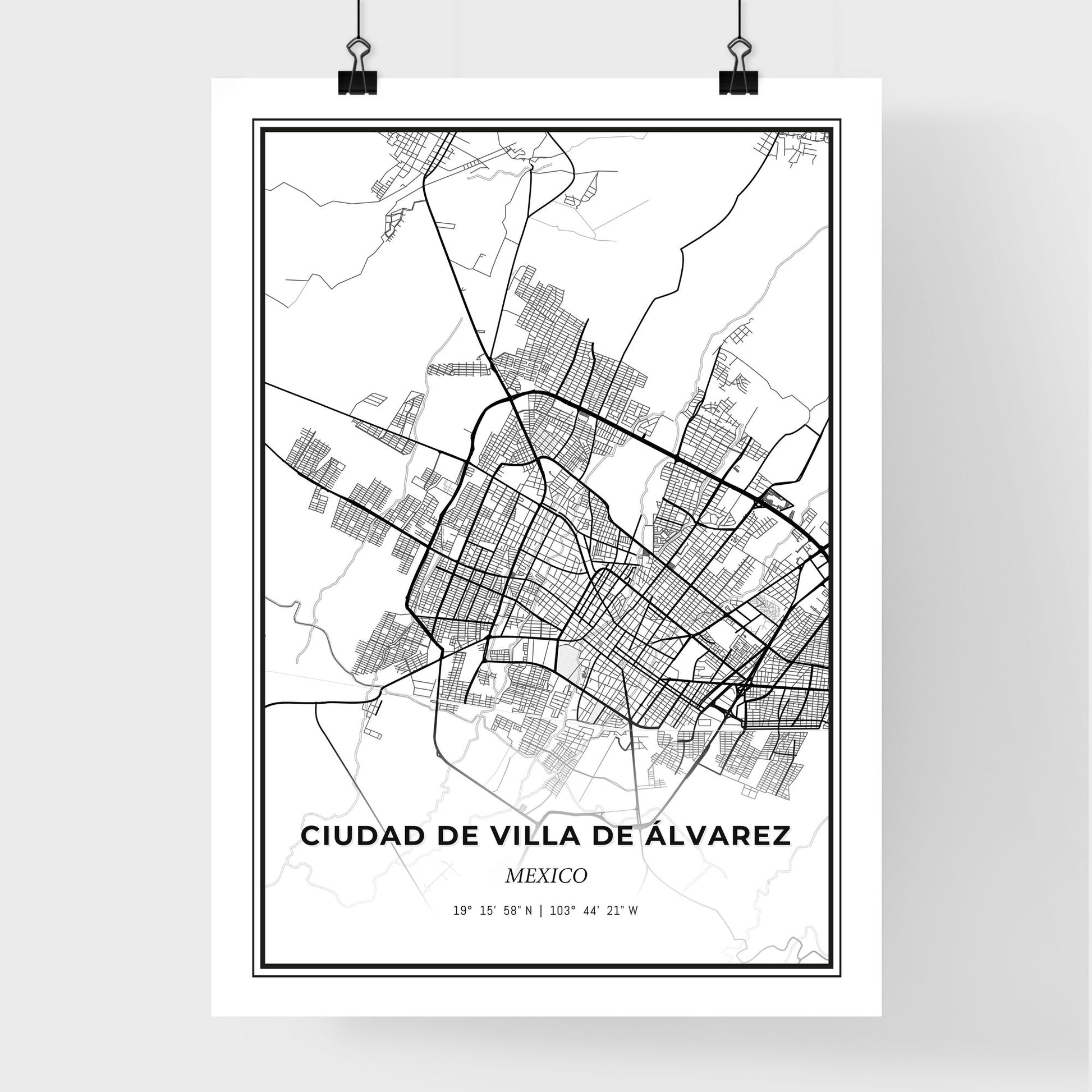 Ciudad de Villa de Álvarez Mexico - Premium City Map Poster