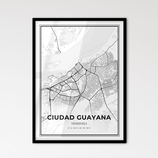 Ciudad Guayana Venezuela - Scandinavian Style City Map for Modern Home Decor