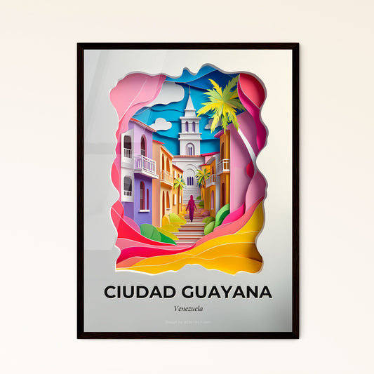 Vivid Ciudad Guayana, Venezuela - a paper cut of a woman walking down a street