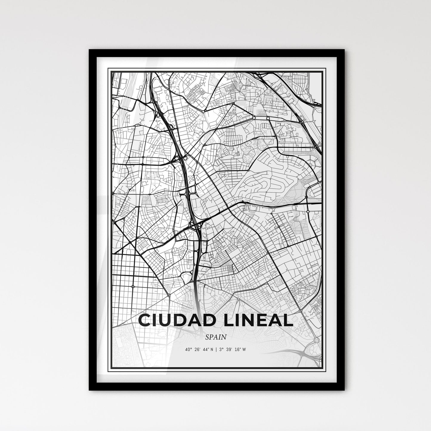 Ciudad Lineal Spain - Scandinavian Style City Map for Modern Home Decor