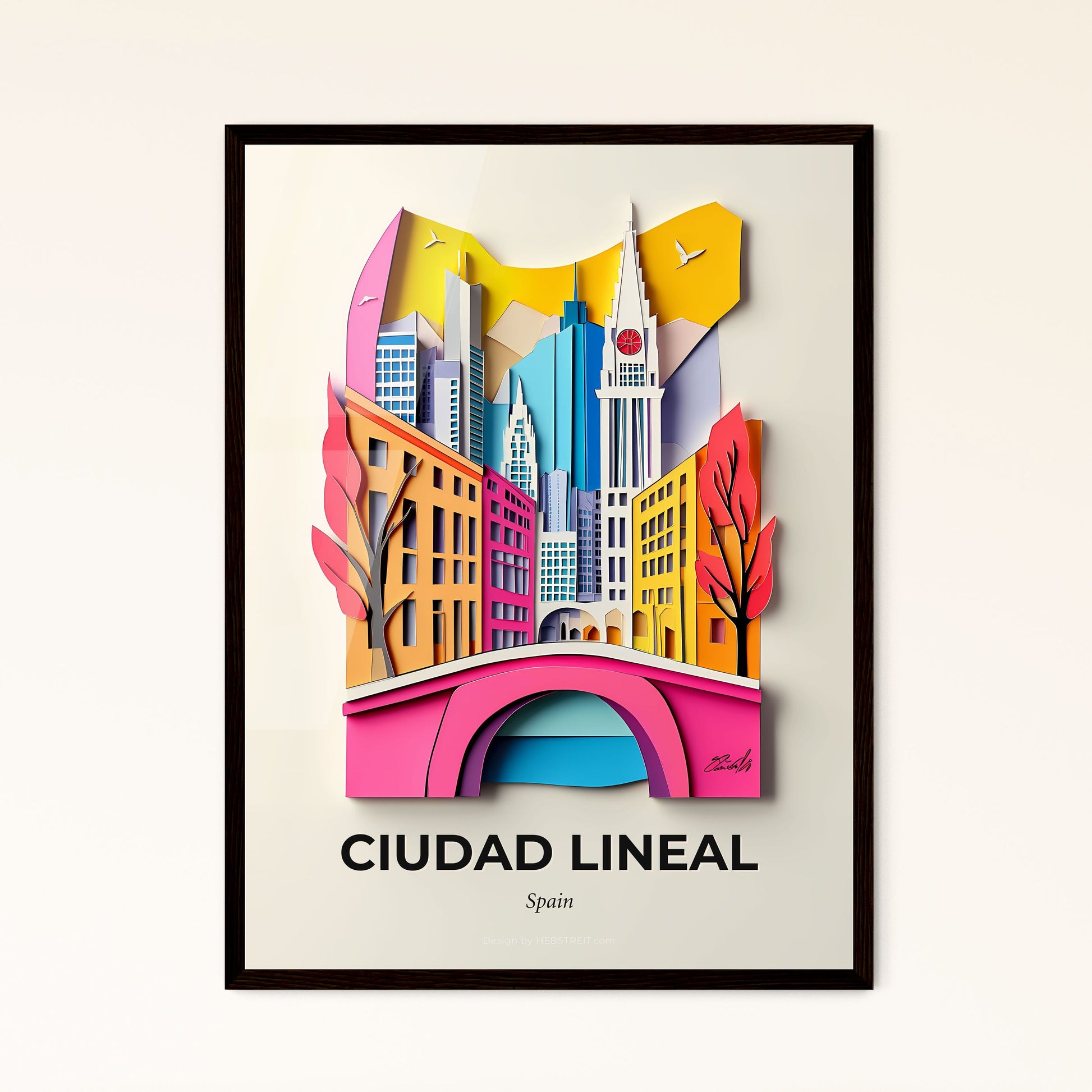 Vivid Ciudad Lineal, Spain - a paper cut of a city with a bridge