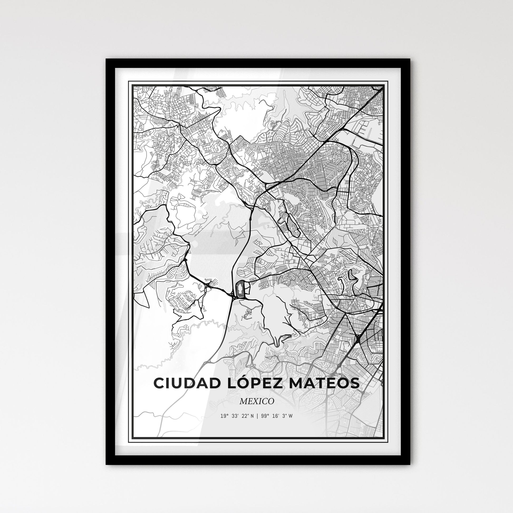 Ciudad López Mateos Mexico - Scandinavian Style City Map for Modern Home Decor