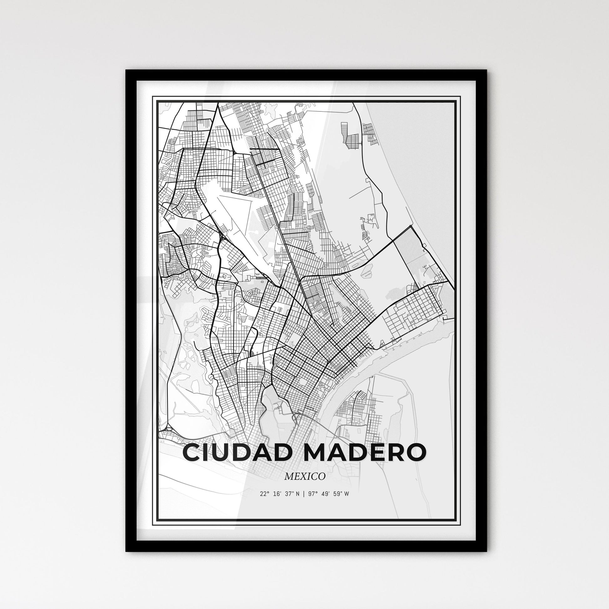 Ciudad Madero Mexico - Scandinavian Style City Map for Modern Home Decor