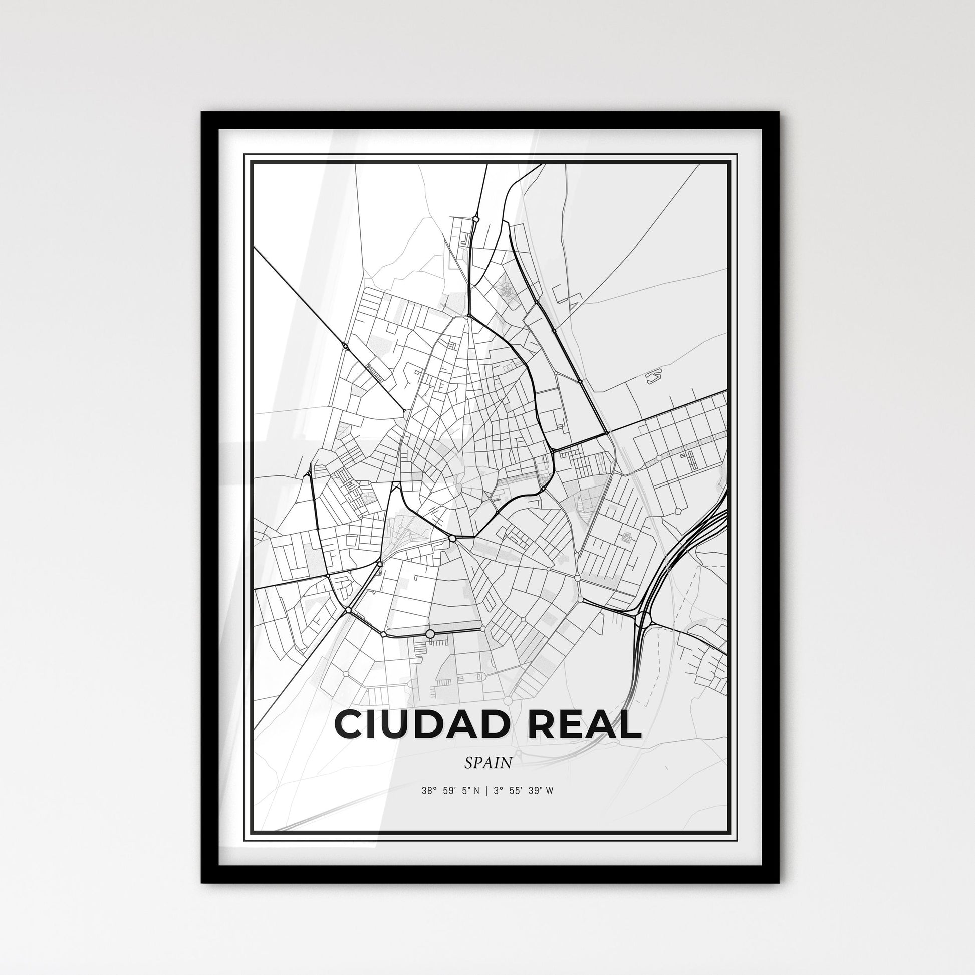 Ciudad Real Spain - Scandinavian Style City Map for Modern Home Decor