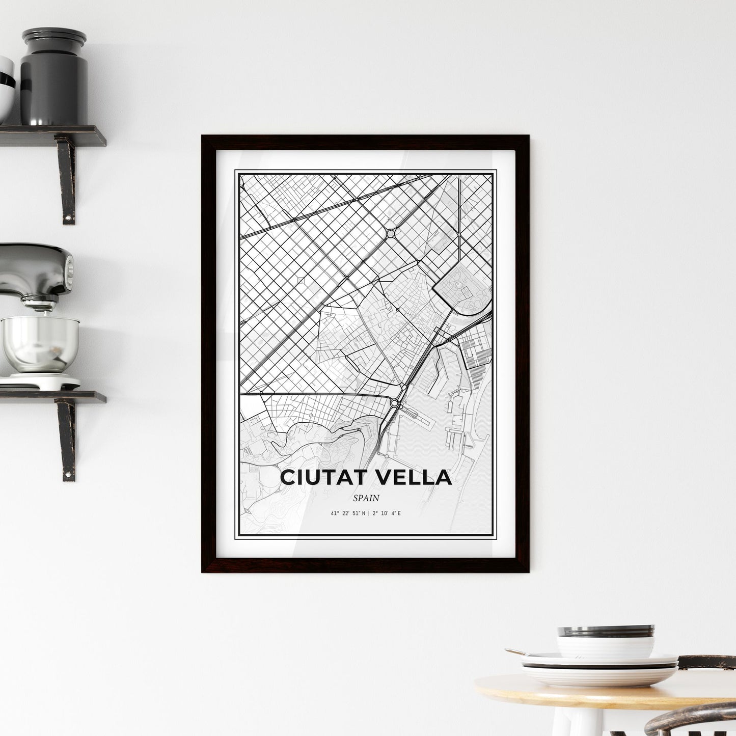 Ciutat Vella Spain - Minimal City Map