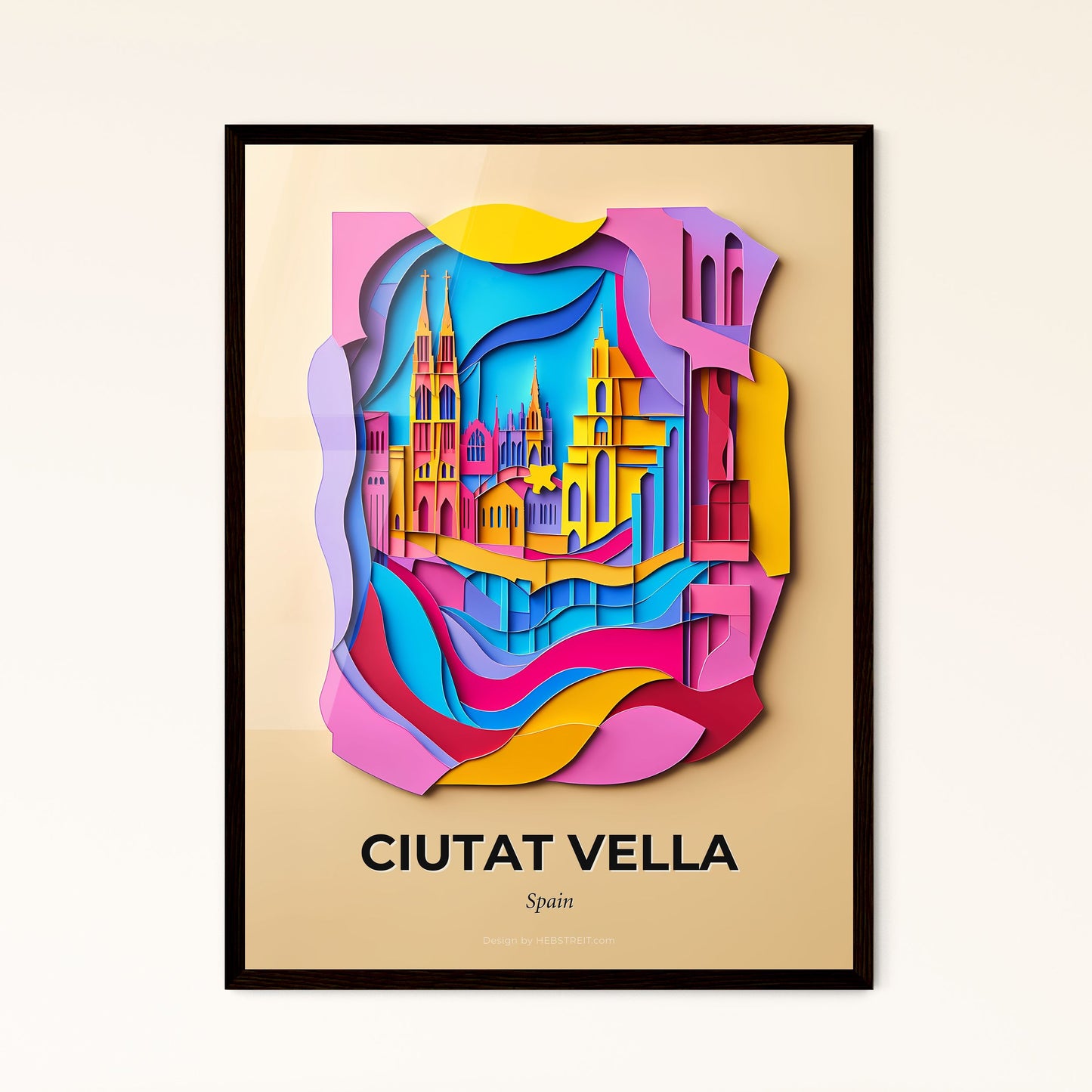 Vivid Ciutat Vella, Spain - a paper cut of a city with a bridge