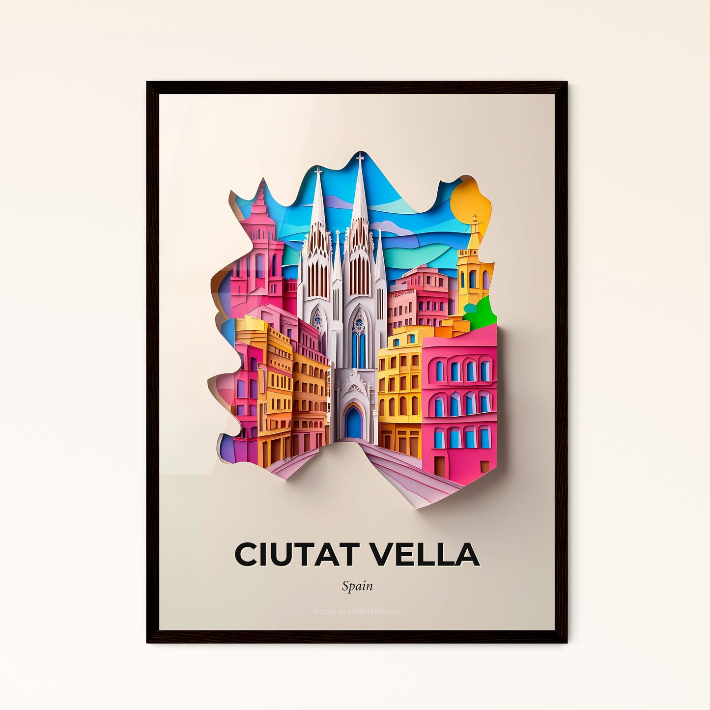 Vivid Ciutat Vella, Spain - a paper cut of a city with a church