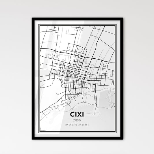 Cixi China - Scandinavian Style City Map for Modern Home Decor