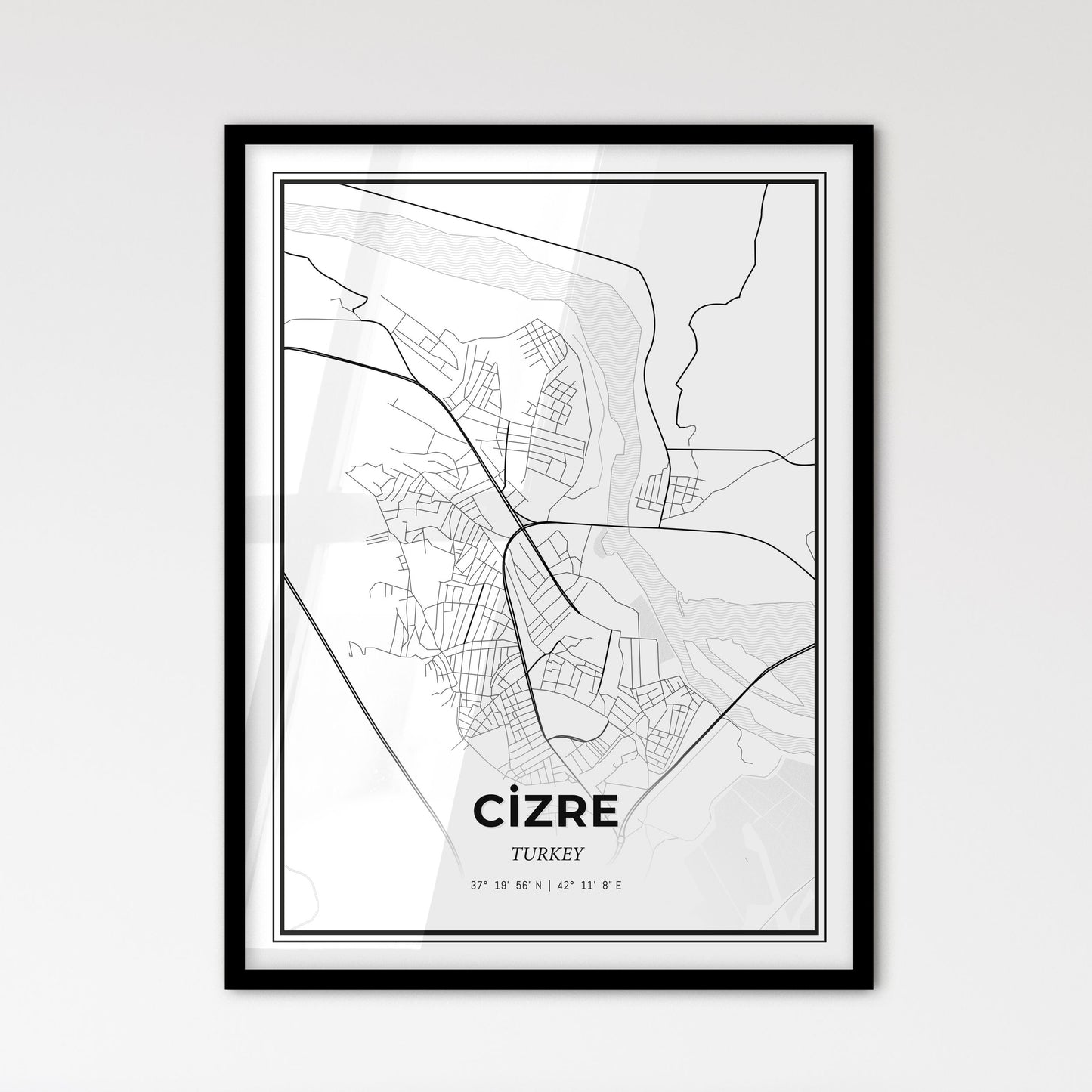 Cizre Turkey - Scandinavian Style City Map for Modern Home Decor