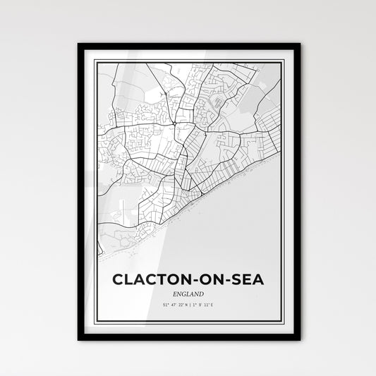 Clacton-on-Sea England - Scandinavian Style City Map for Modern Home Decor