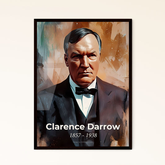 Portrait of Clarence Darrow, 1857 - 1938. Impressionistic painting of a man in a suit.