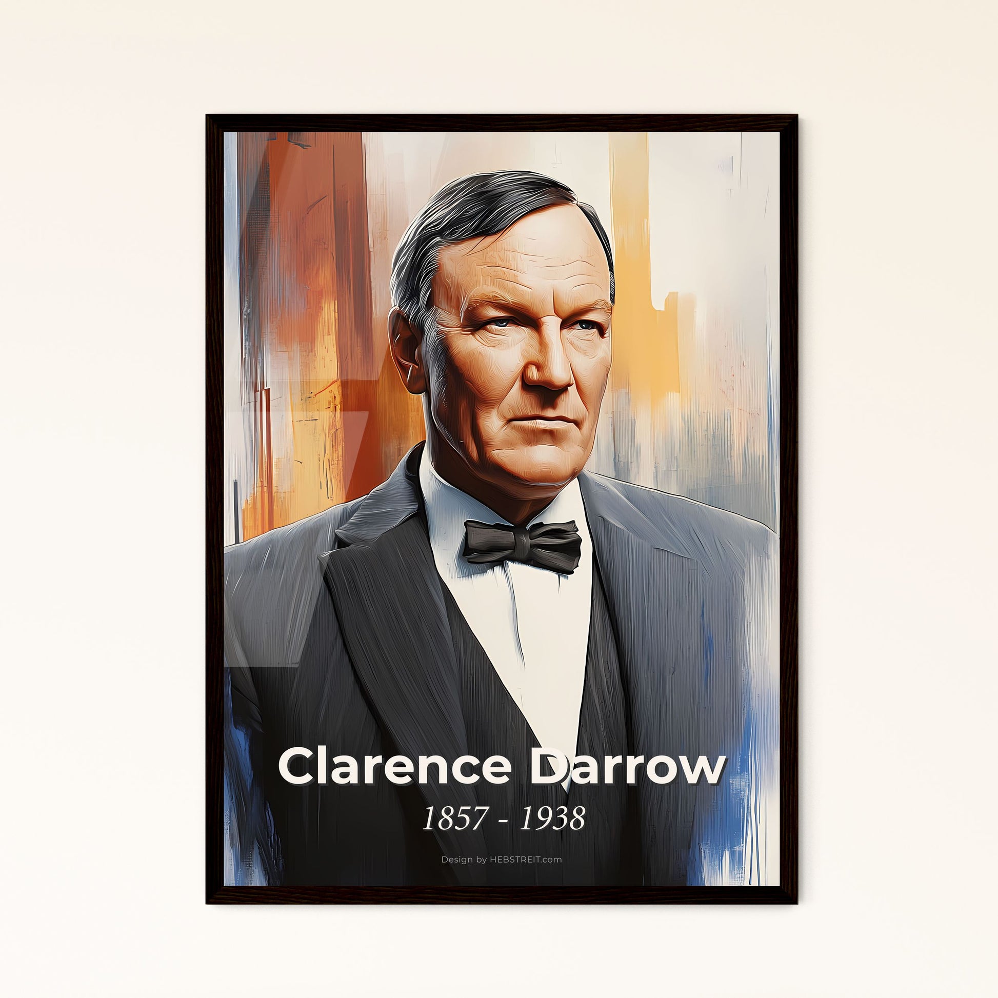 Portrait of Clarence Darrow, 1857 - 1938. Impressionistic painting of a man in a suit.