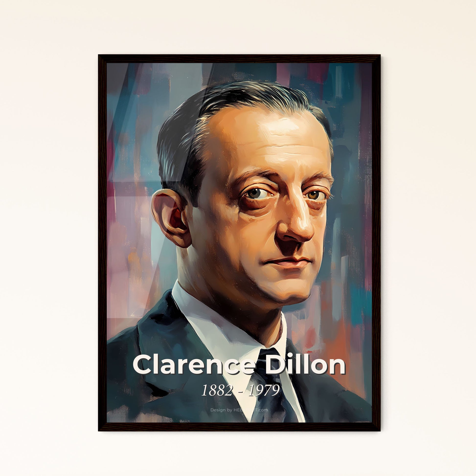 Portrait of Clarence Dillon, 1882 - 1979. Impressionistic painting of a man in a suit and tie.