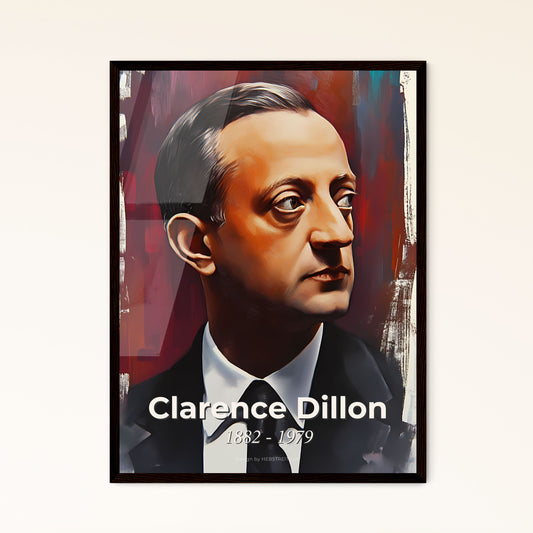 Portrait of Clarence Dillon, 1882 - 1979. Impressionistic painting of a man in a suit and tie.