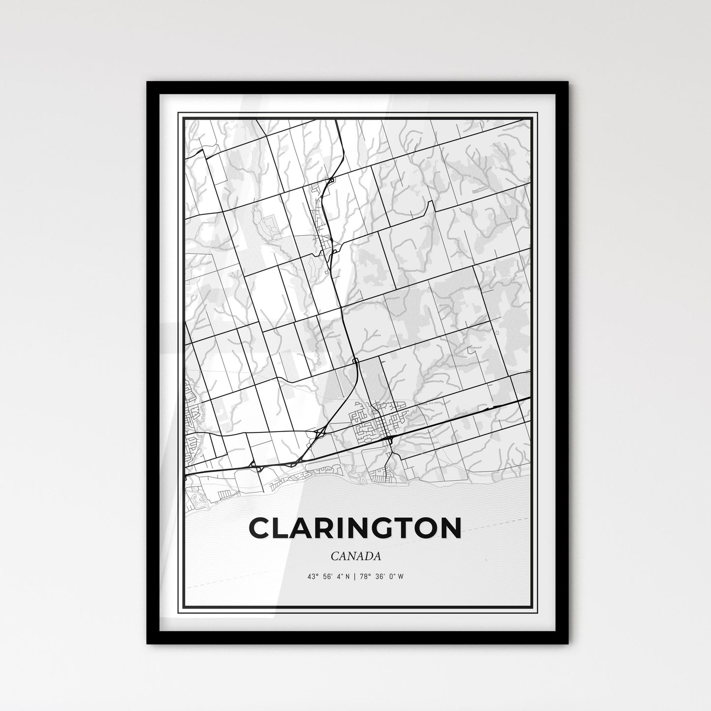 Clarington Canada - Scandinavian Style City Map for Modern Home Decor