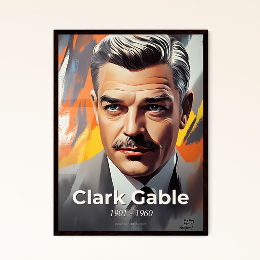 Portrait of Clark Gable, 1901 - 1960. Impressionistic painting of a man with mustache and a mustache.