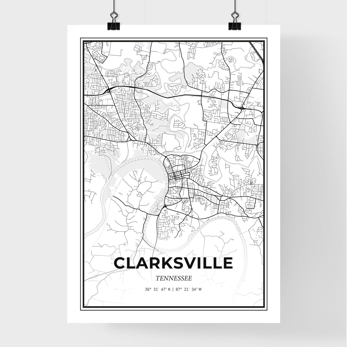 Clarksville Tennessee - Premium City Map Poster