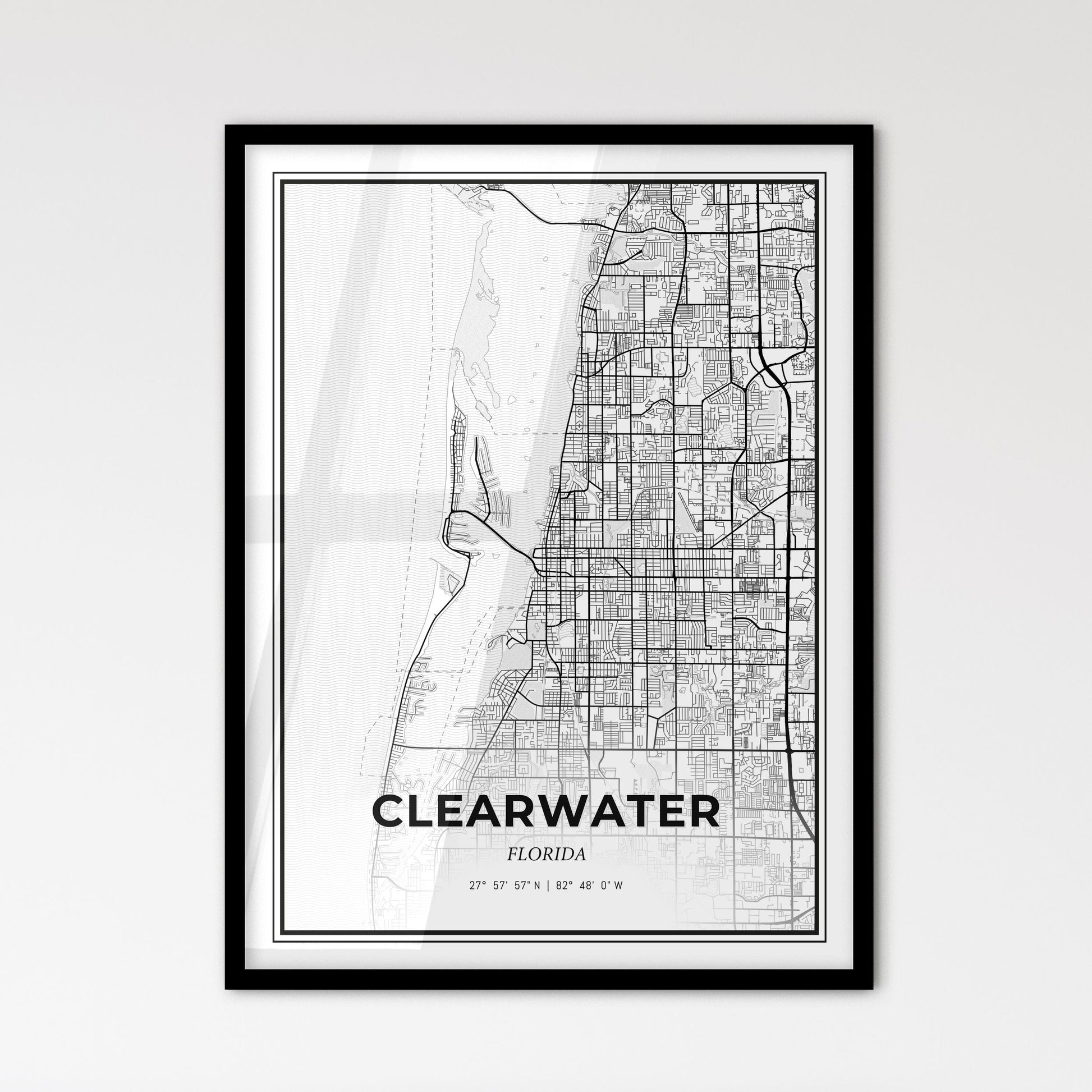 Clearwater Florida - Scandinavian Style City Map for Modern Home Decor