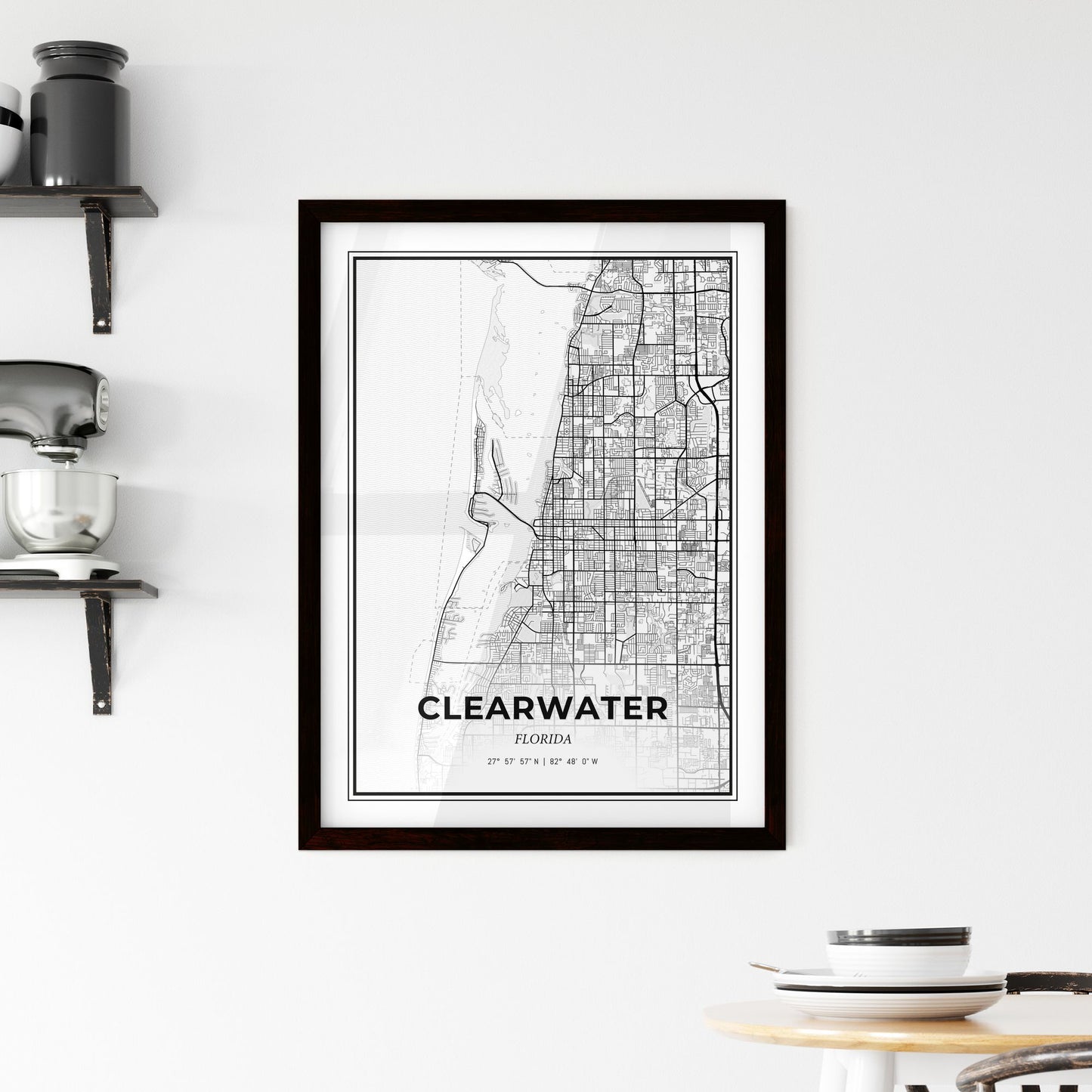 Clearwater Florida - Minimal City Map