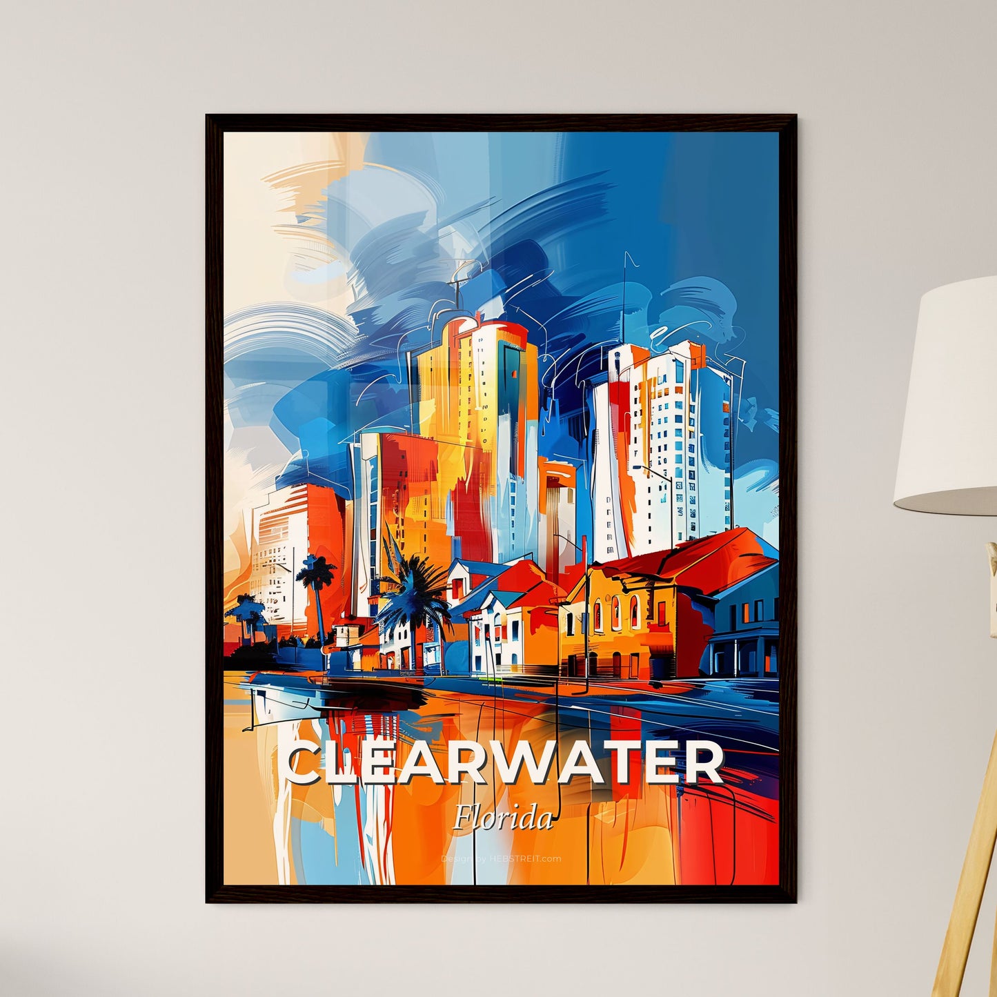 Vibrant Clearwater, Florida - A Colorful Cityscape With Buildings And A Body Of Water