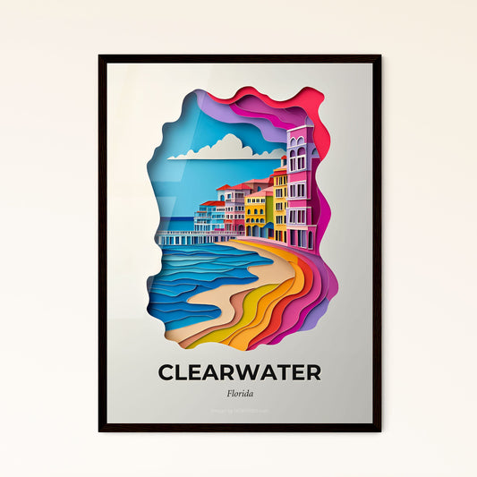 Vivid Clearwater, Florida - a paper cut of a beach with buildings