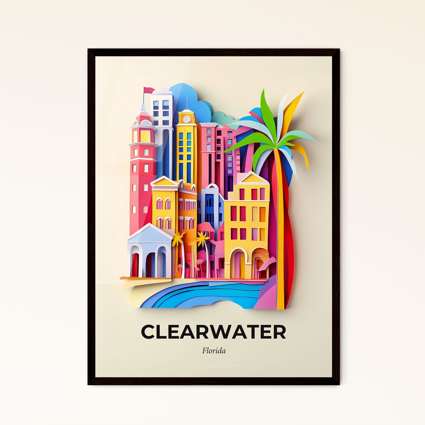 Vivid Clearwater, Florida - a paper cut of a city with a palm tree