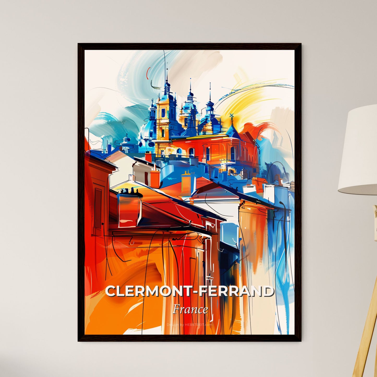 Vibrant Clermont-Ferrand, France - A Painting Of A Building With Towers