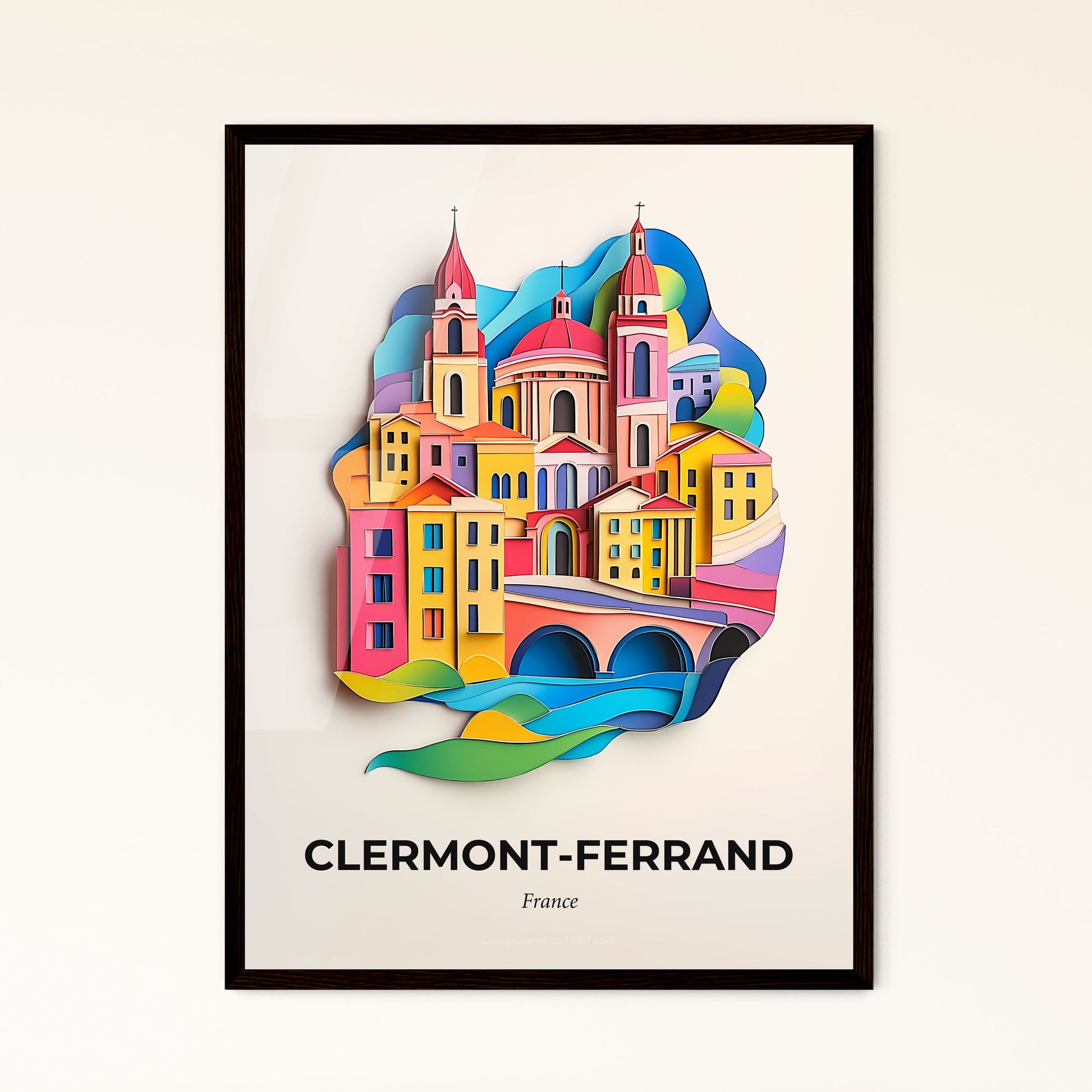 Vivid Clermont-Ferrand, France - a colorful city with a bridge and a river