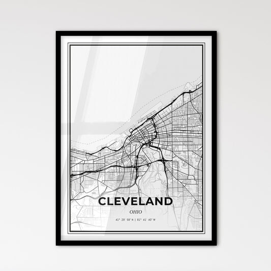 Cleveland Ohio - Scandinavian Style City Map for Modern Home Decor